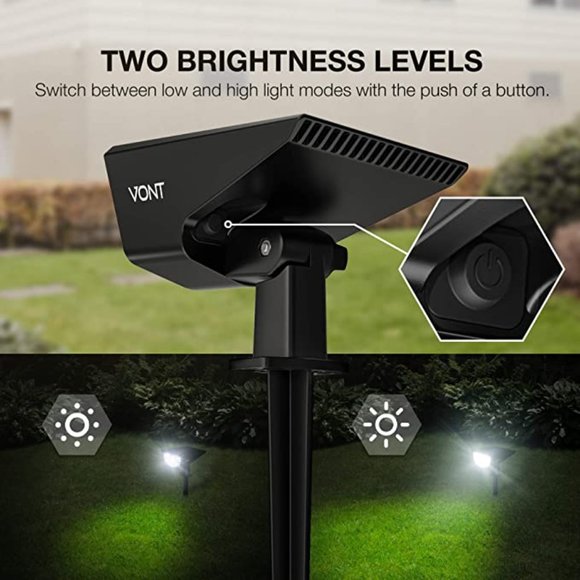 Vont LED Outdoor Solar Lights, [2 Pack] IPX7 Waterproof Landscape Spotlights - Picture 4 of 6